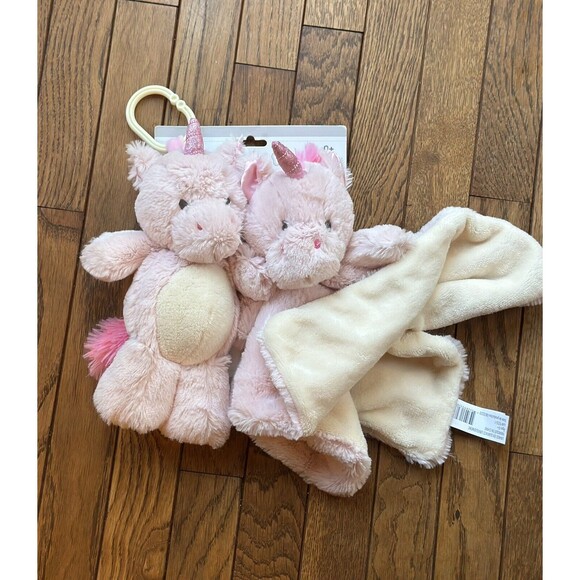 KELLY BABY 2PC TOY & SECURITY BLANKET SET PINK UNICORN PLUSH TOY & LOVEY NWT - Picture 7 of 10